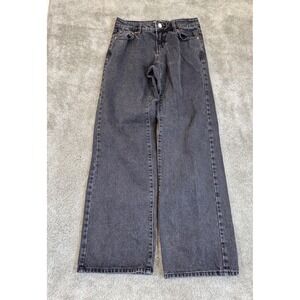 PacSun Zoe Low Rise Girlfriend Jeans Washed Black Wide Leg Denim Size 23